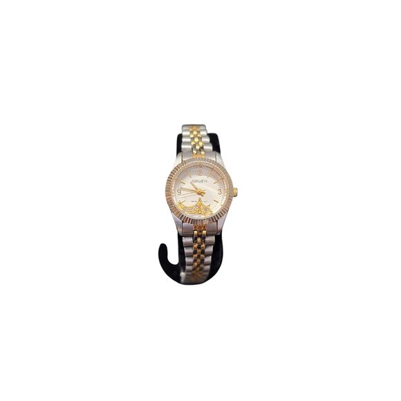 Star & Moon Gruen Women Silver Gold Two Tone Watch - Picture 3 of 9
